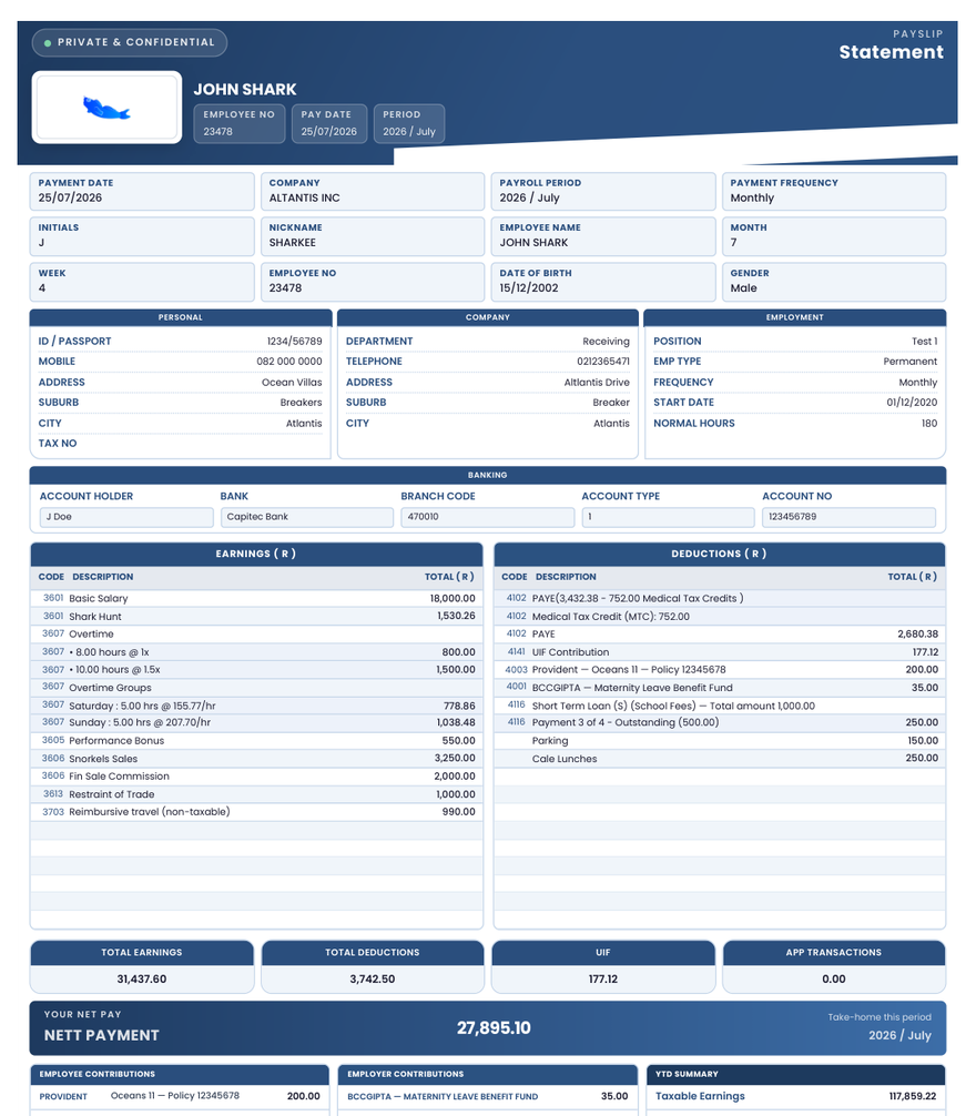 Sample Blenny payslip for July 2026